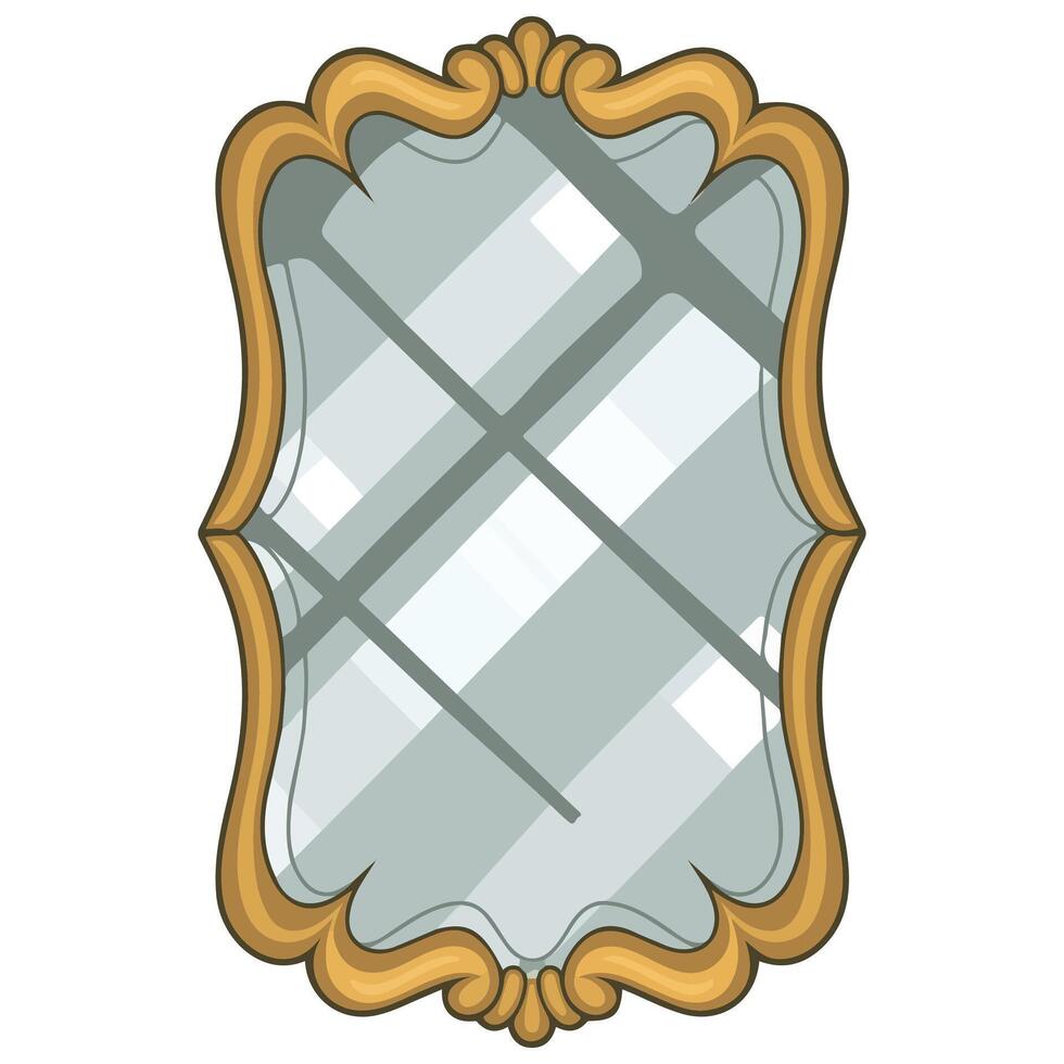 Vintage gold mirror with ornate frame vector