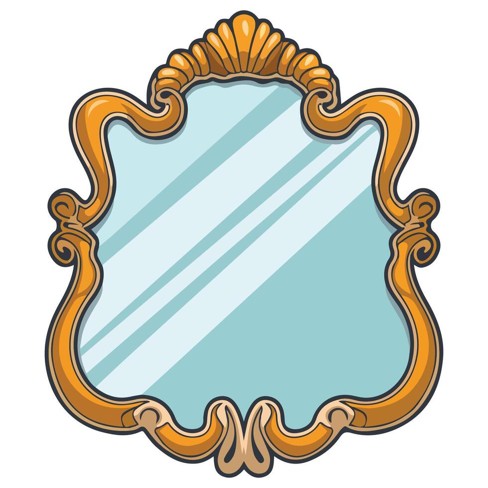 Decorative wall mirror in gold vector