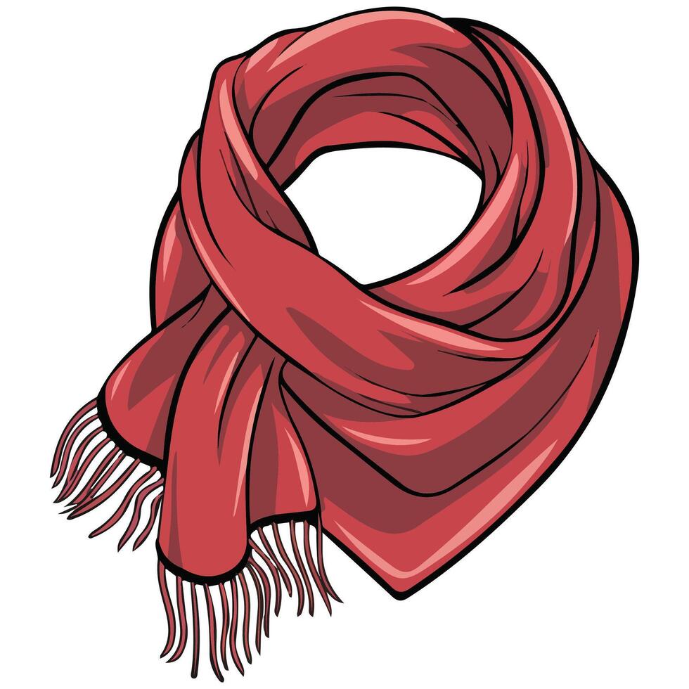 Red knitted scarf isolated vector