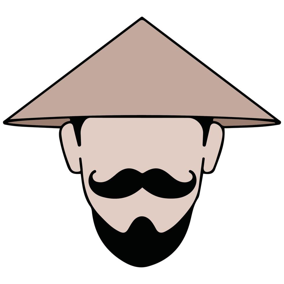 Asian man with conical hat vector