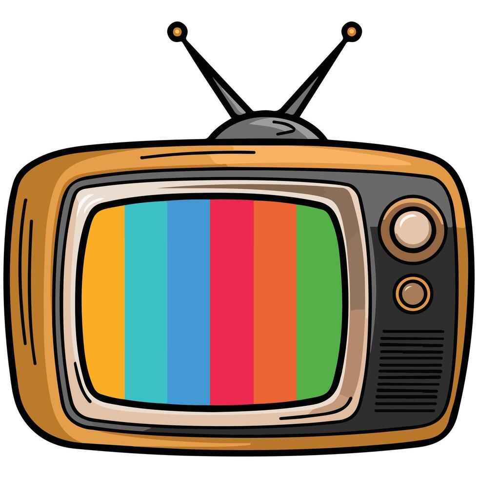 Retro TV with antenna vector