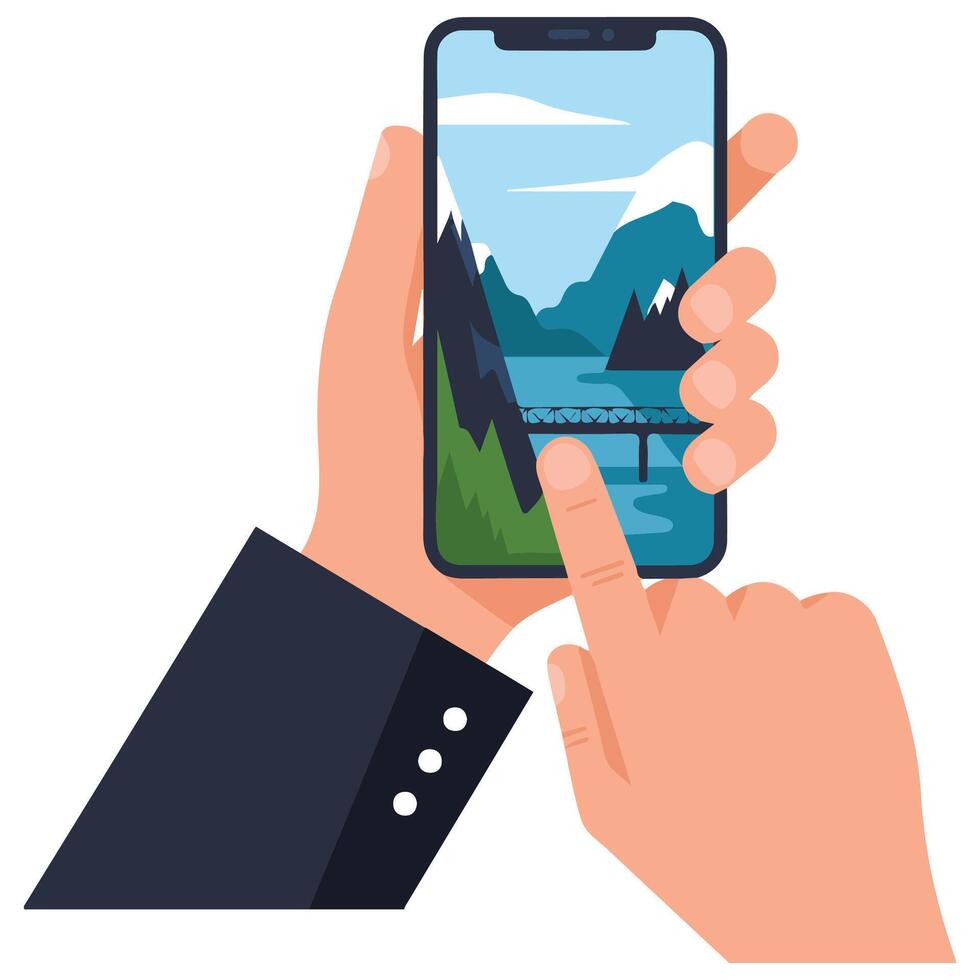 Mobile phone taking photo vector