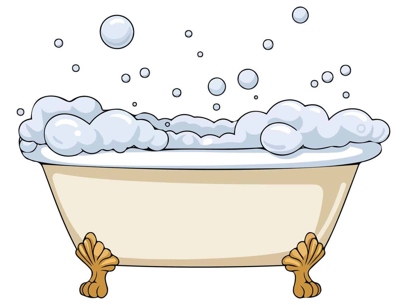 Bathtub with foam vector