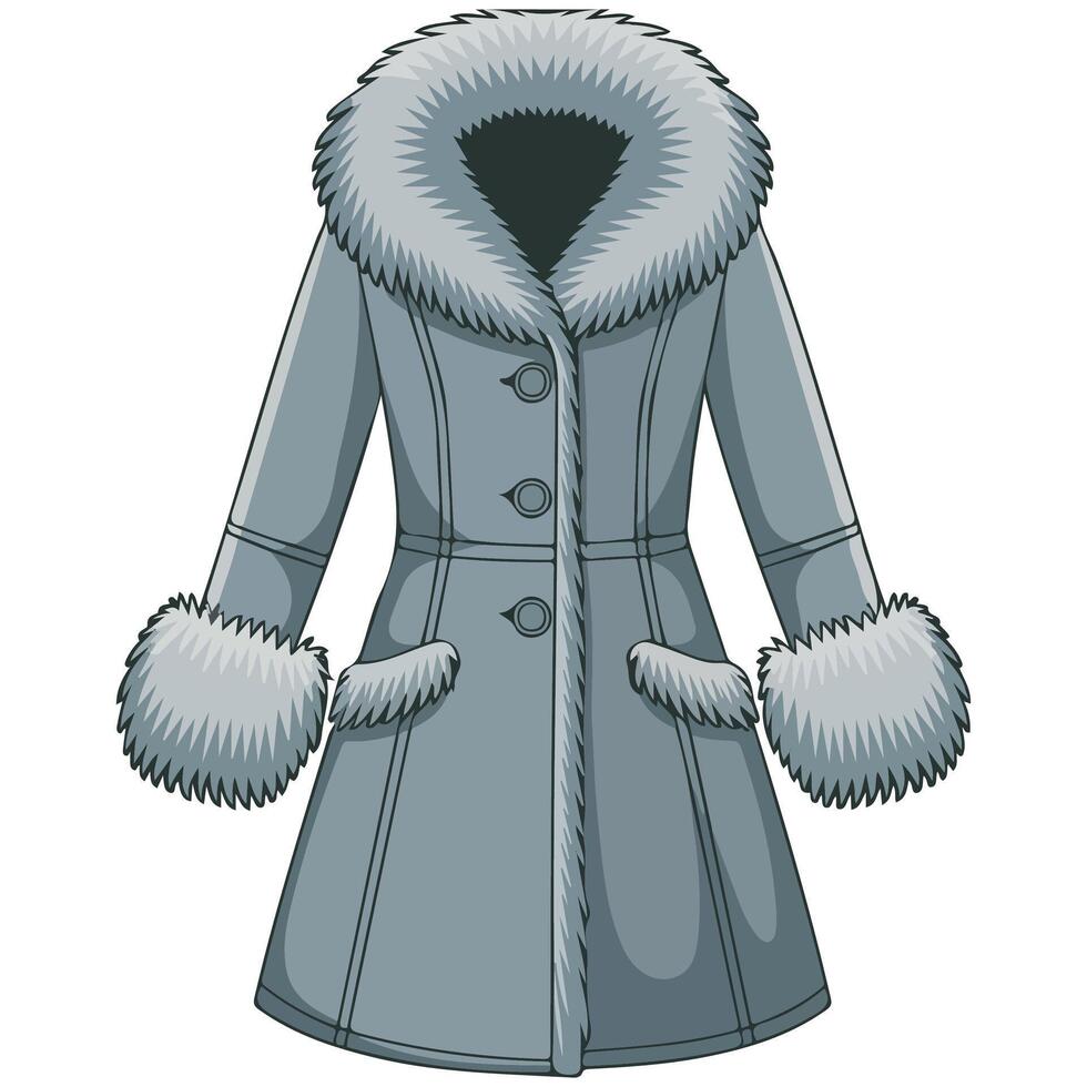 Fur winter coat isolated vector