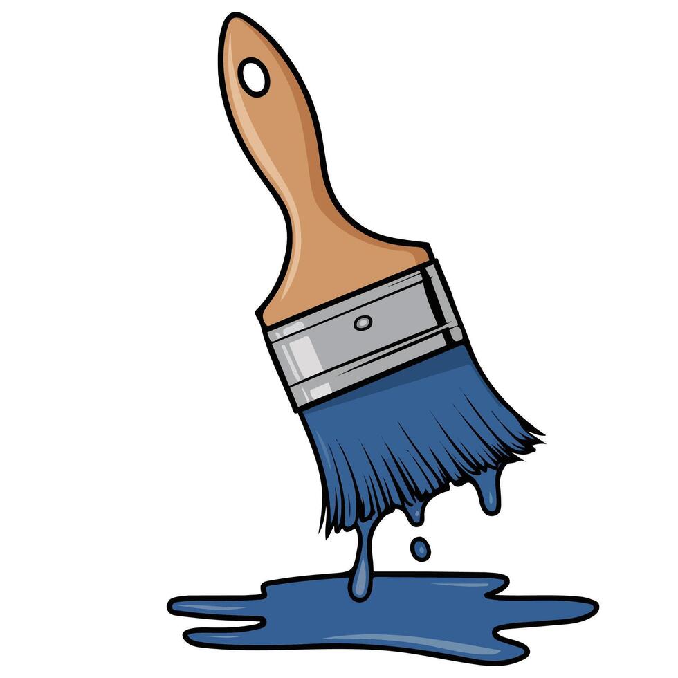 Brush dipped in blue paint vector