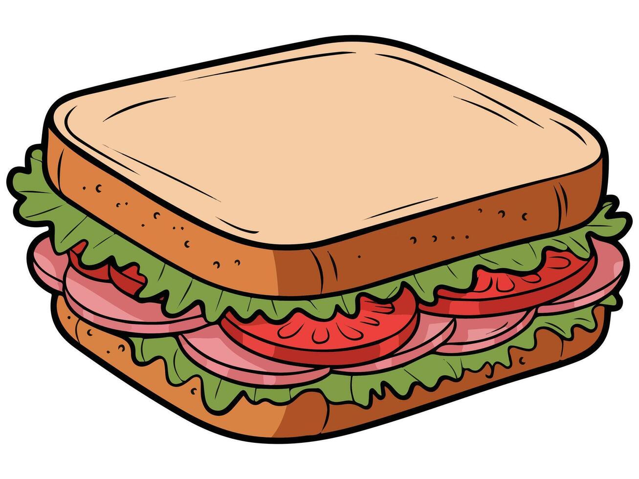 Ham and vegetable sandwich vector