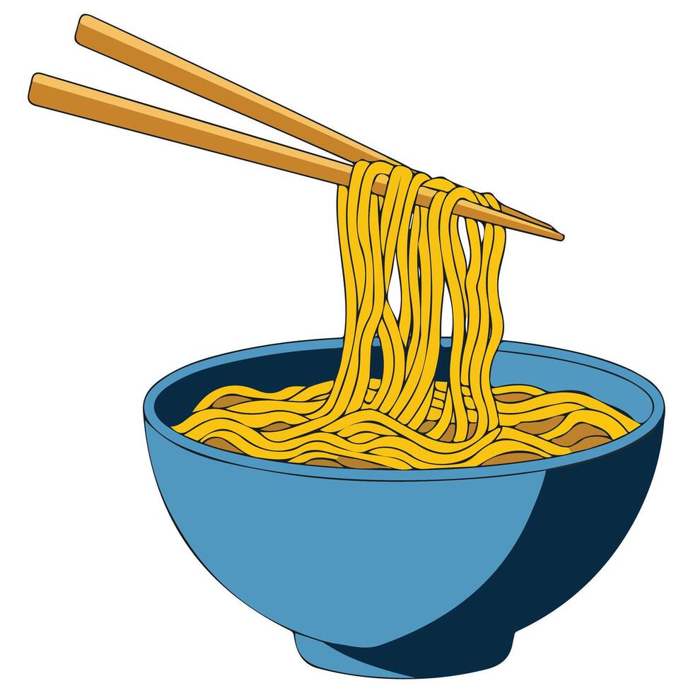 Chinese noodles with chopsticks vector