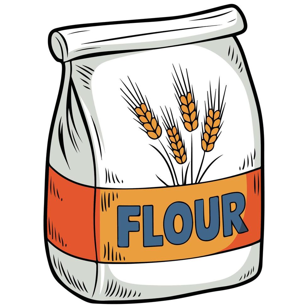Packet of flour on white vector