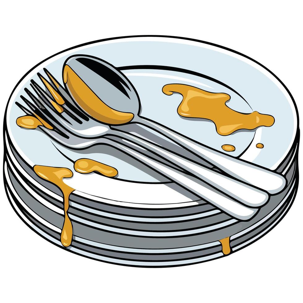 Dirty dishes illustration vector