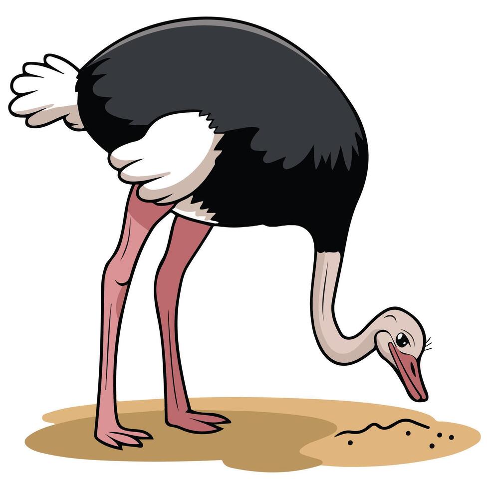 Ostrich head in sand vector