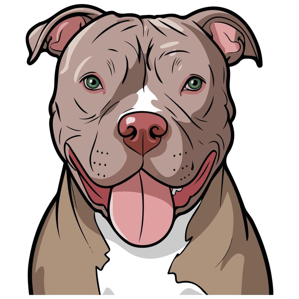 funny Pitbull on white background vector