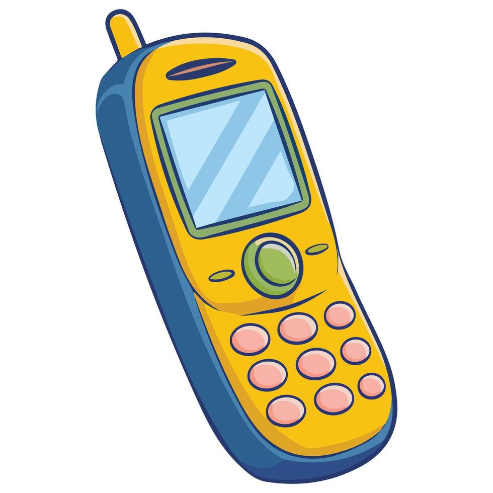 Yellow cell phone vector