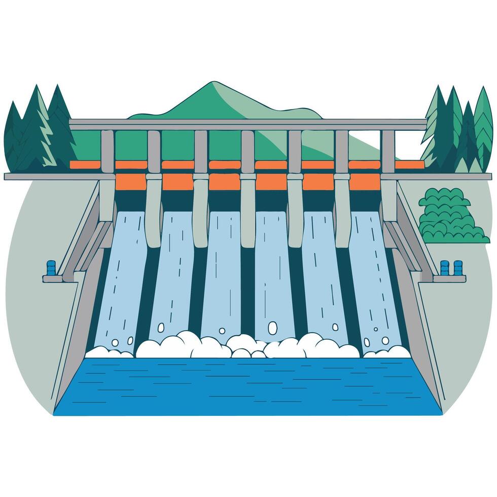 Dam illustration on white background vector
