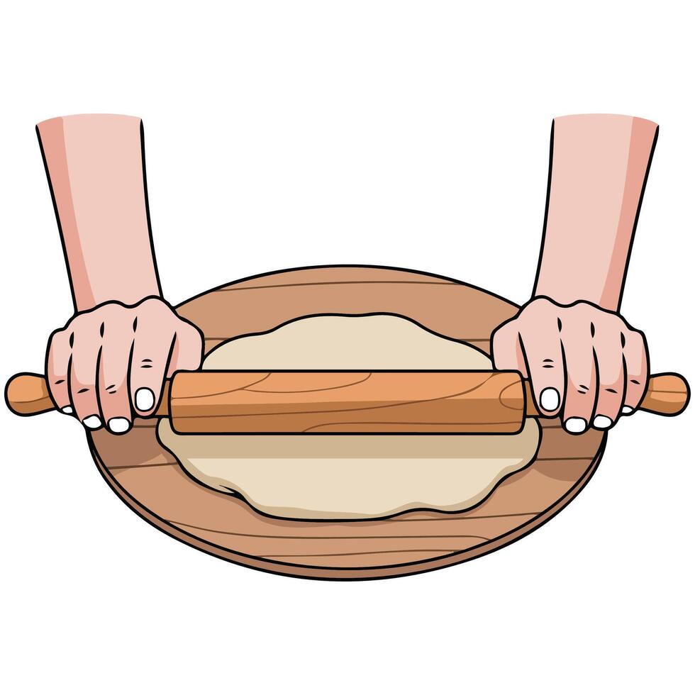 Rolling chapatti isolated vector