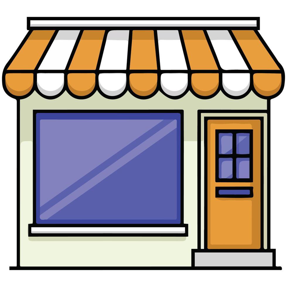 Shop with red awnings vector