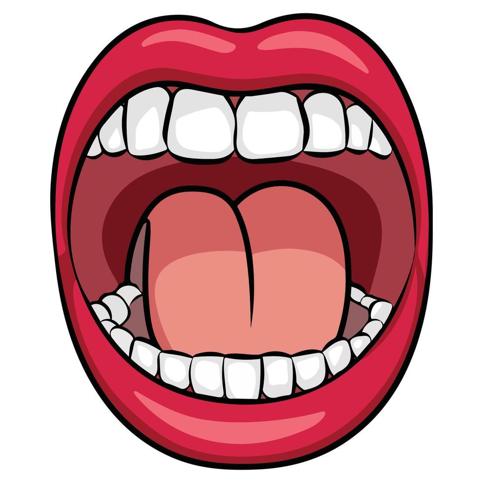 Shouting lips with teeth vector