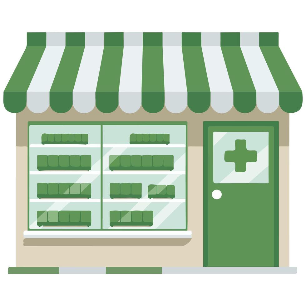 Pharmacy vitrine on white background vector
