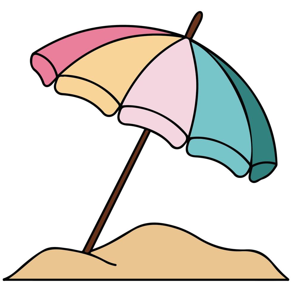 Beach umbrella on white background vector