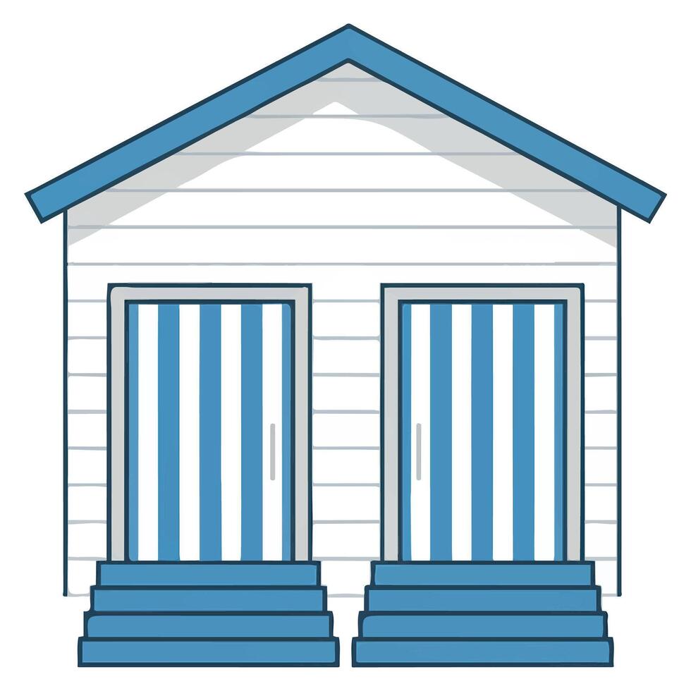 Beach hut with stairs vector