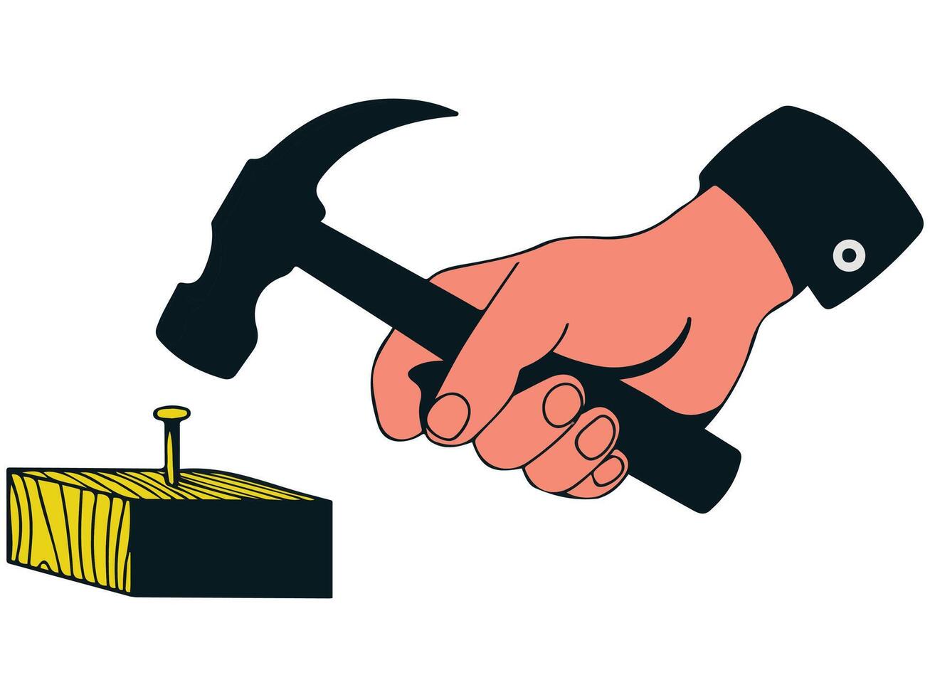 Hand hammering nails vector