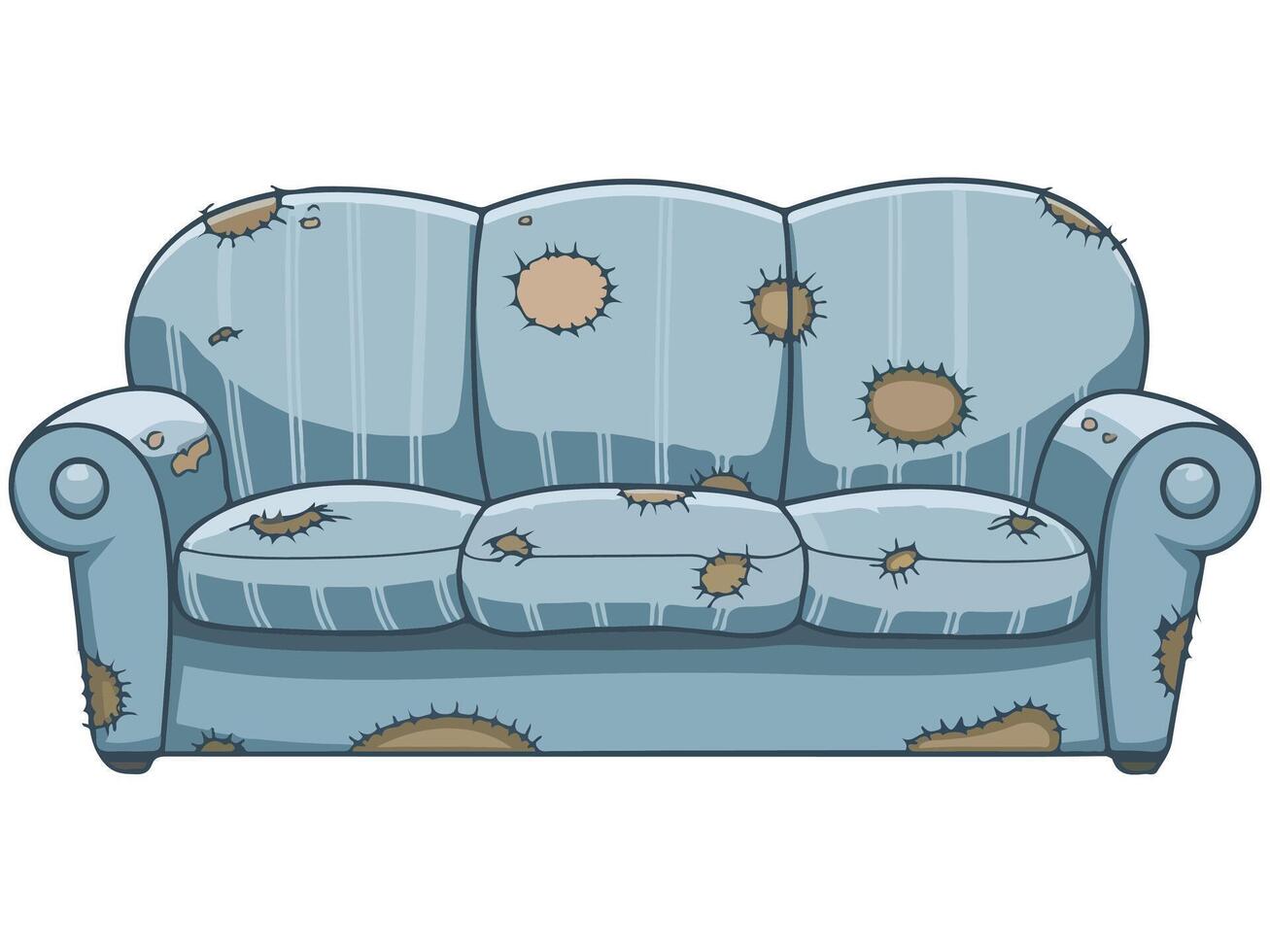 Broken blue striped sofa vector