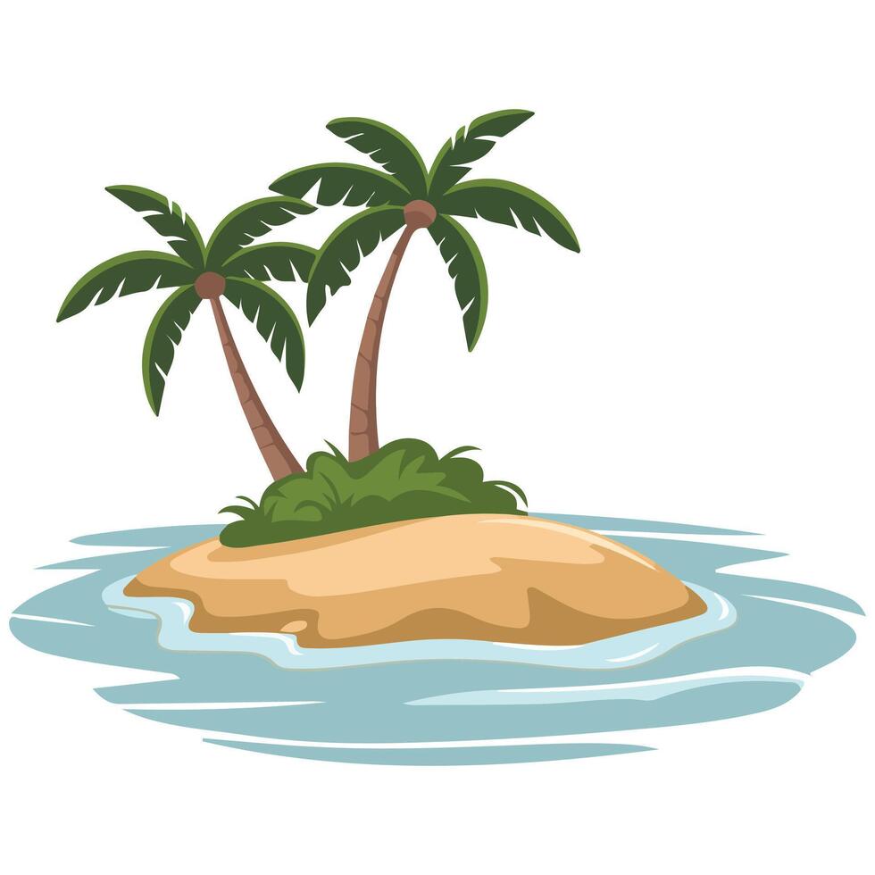 Island with coconut tree vector