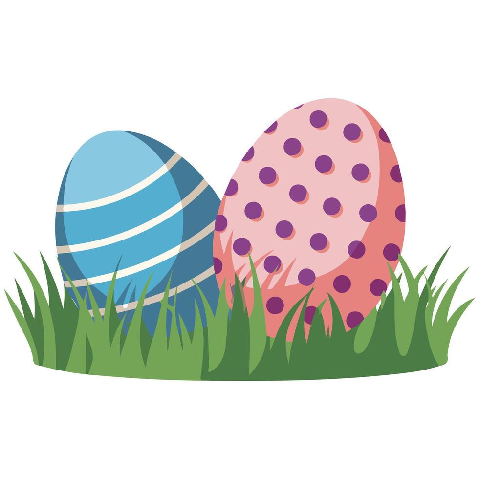 Easter eggs in grass vector