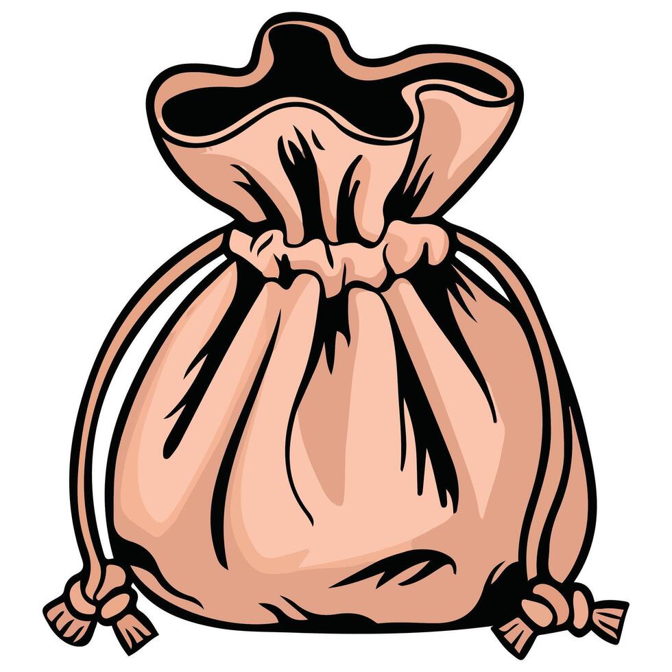 Textile pouch with ties vector