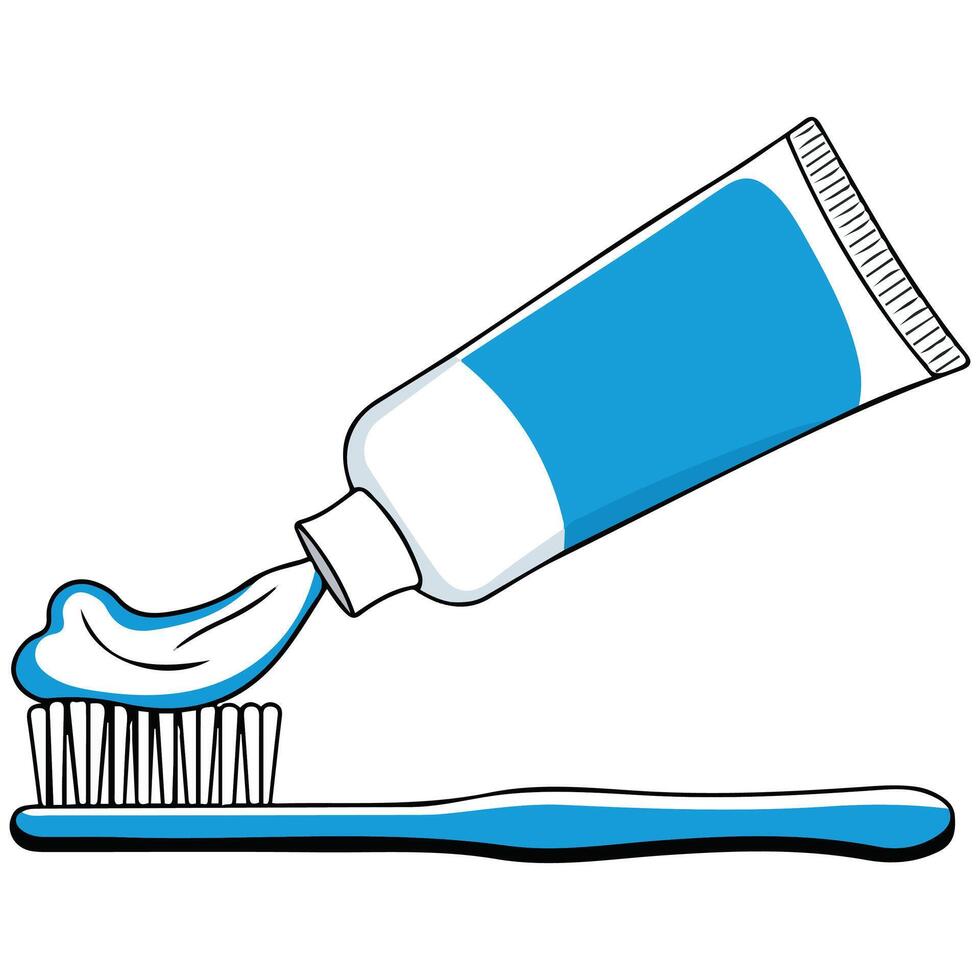 Toothbrush and toothpaste vector