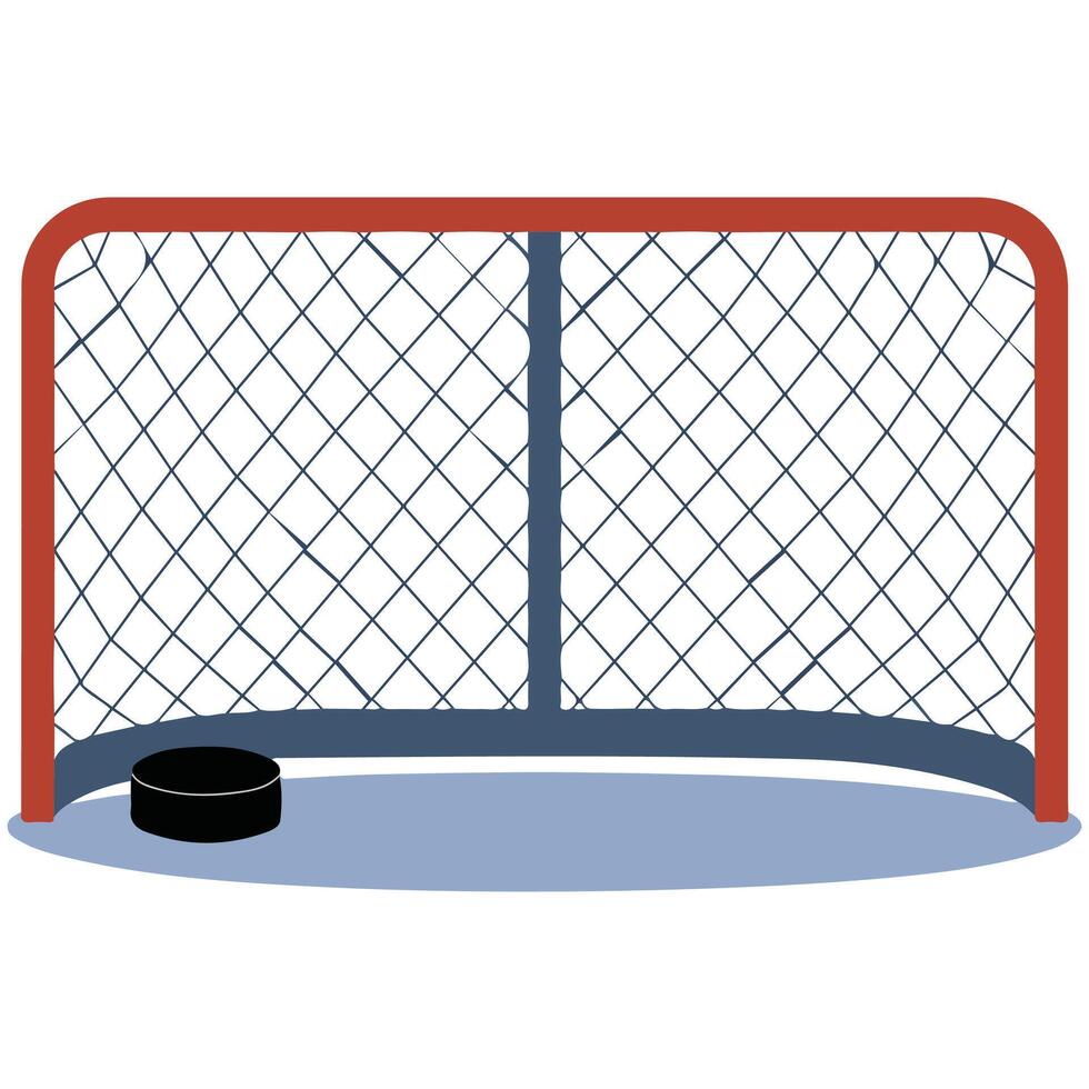 Hockey goal with puck vector