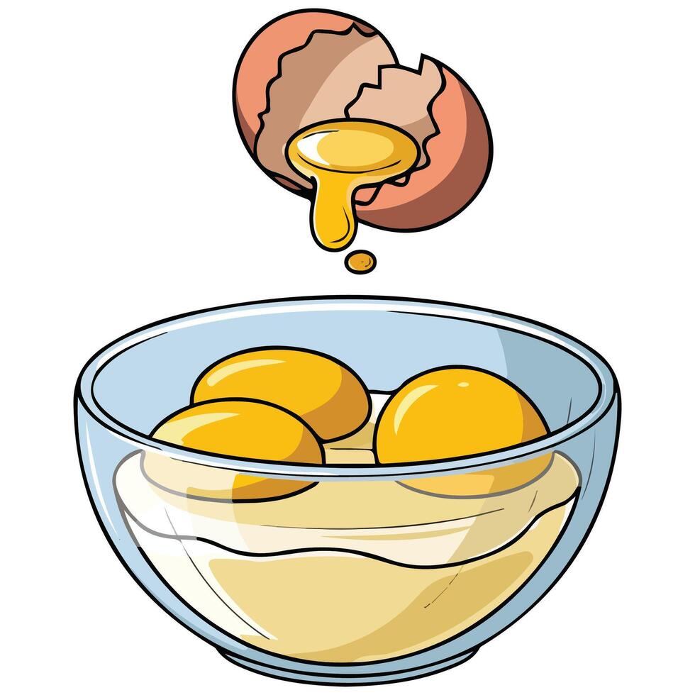 Breaking egg in bowl vector
