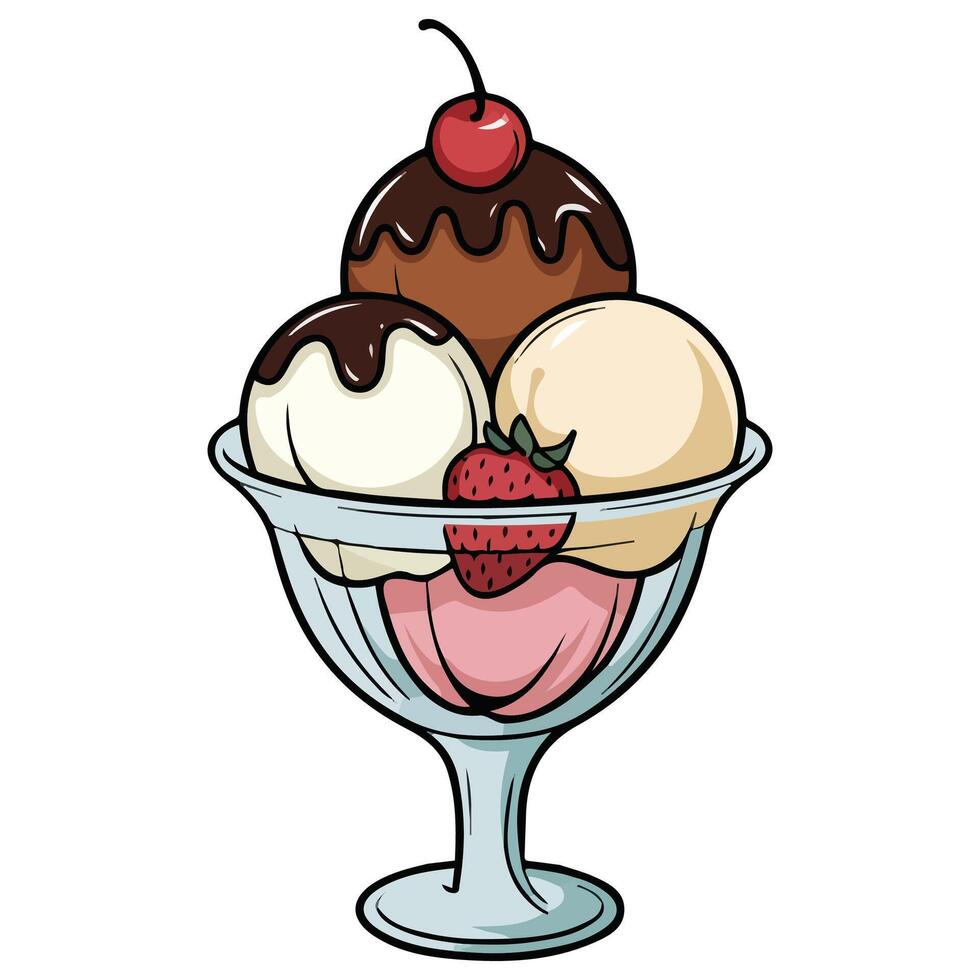 Ice cream sundae vector