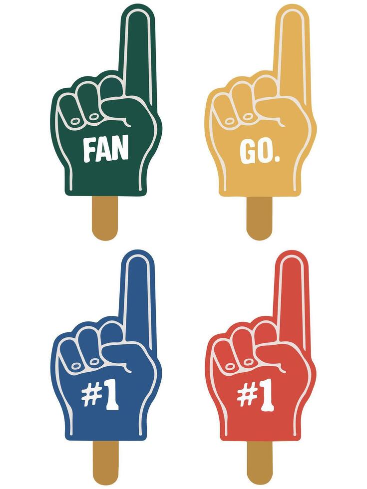 Fan foam fingers set vector