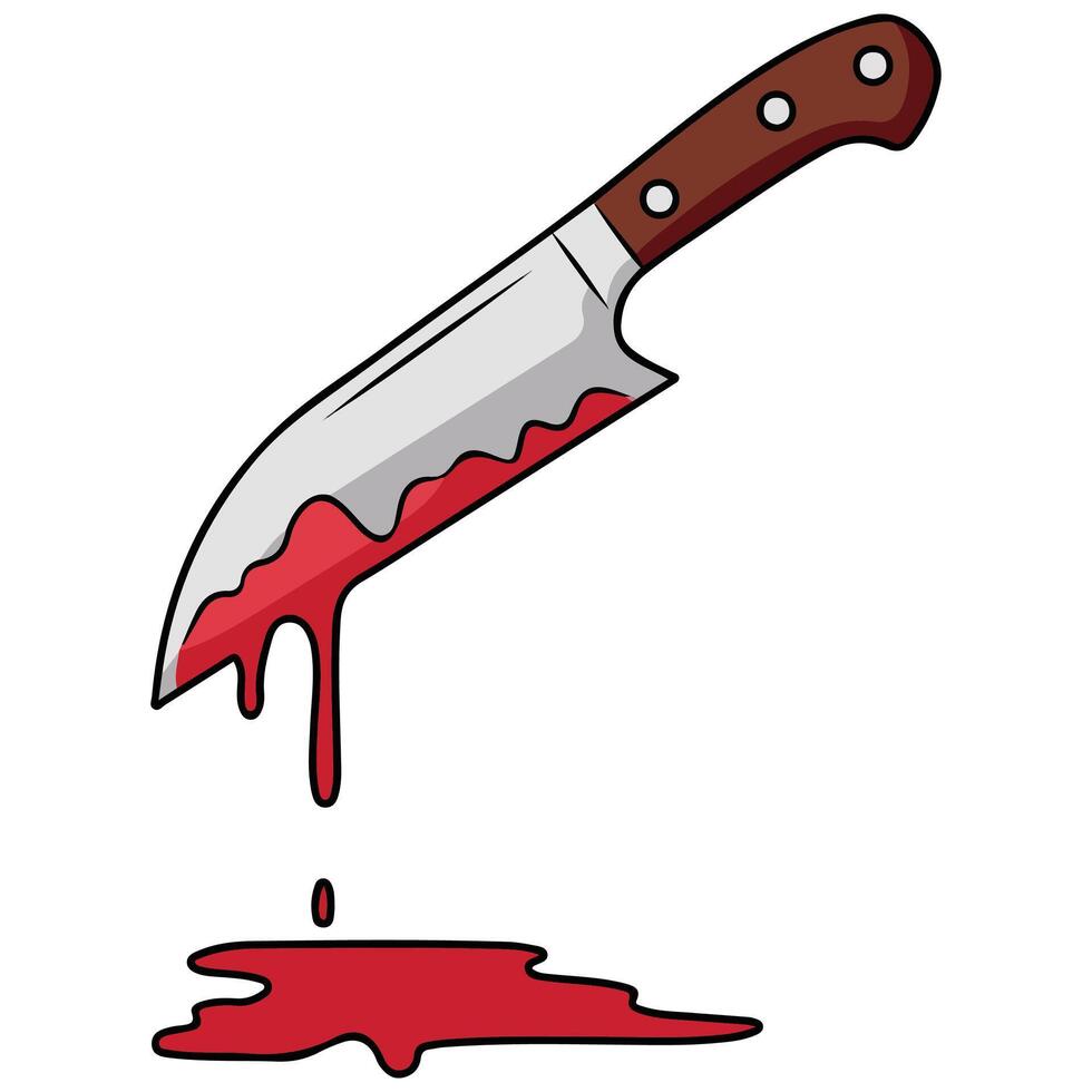 Knife with red liquid on white background vector