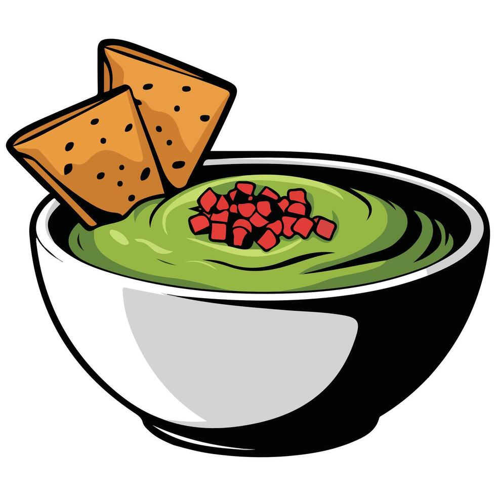 Bowl of guacamole vector