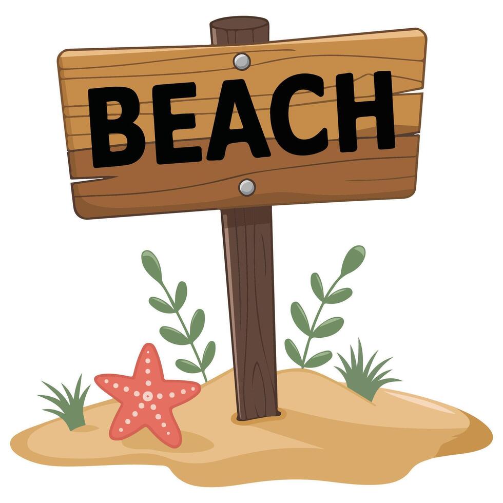 Wooden beach signage vector