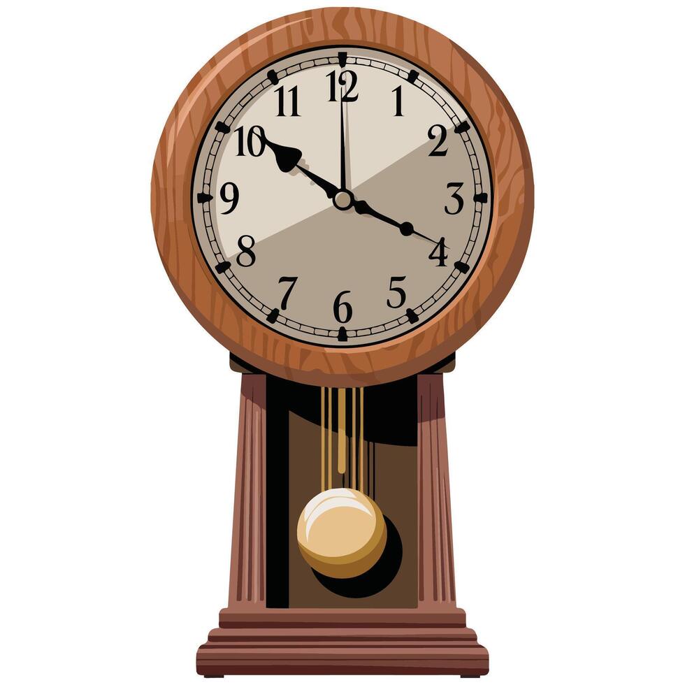 Pendulum clock on white background vector