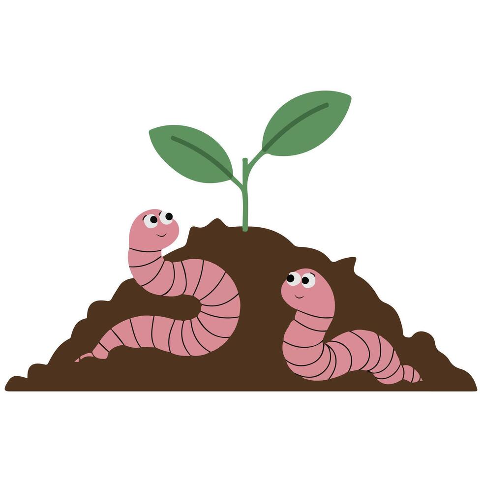 Earthworm on ground vector