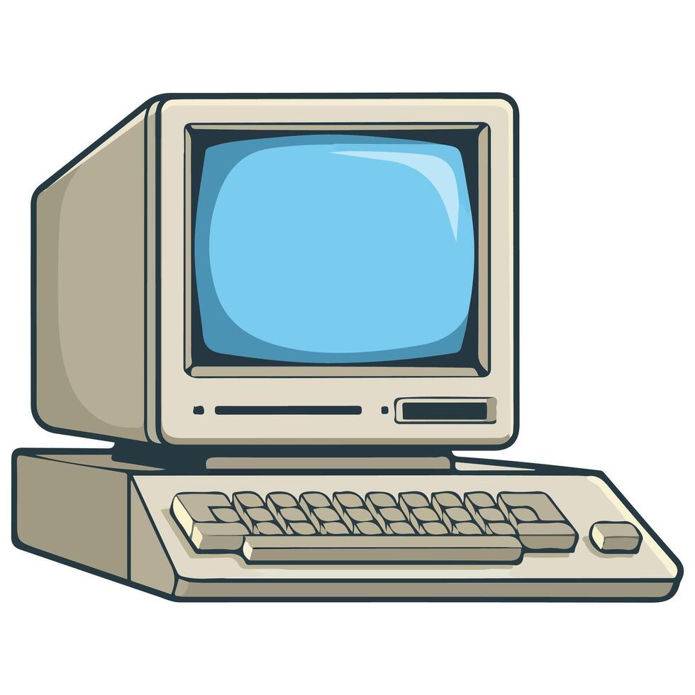 Retro desktop computer vector