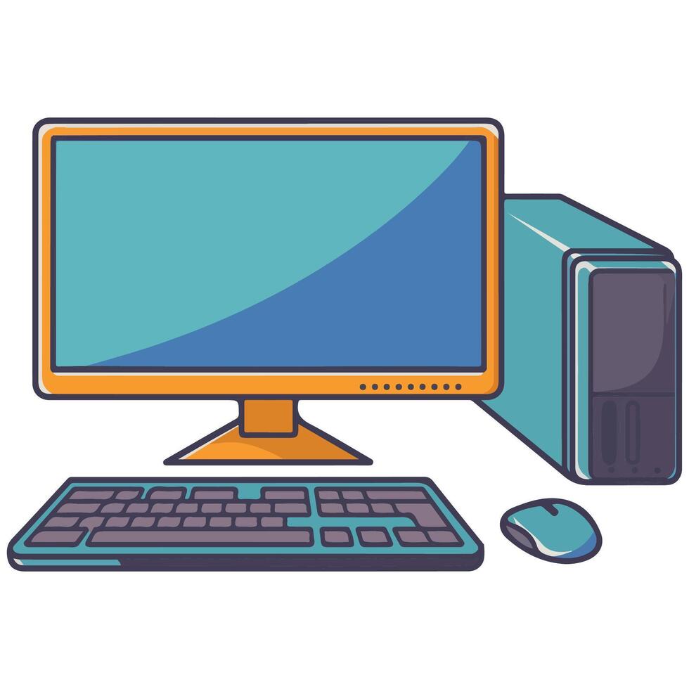 Modern computer setup vector