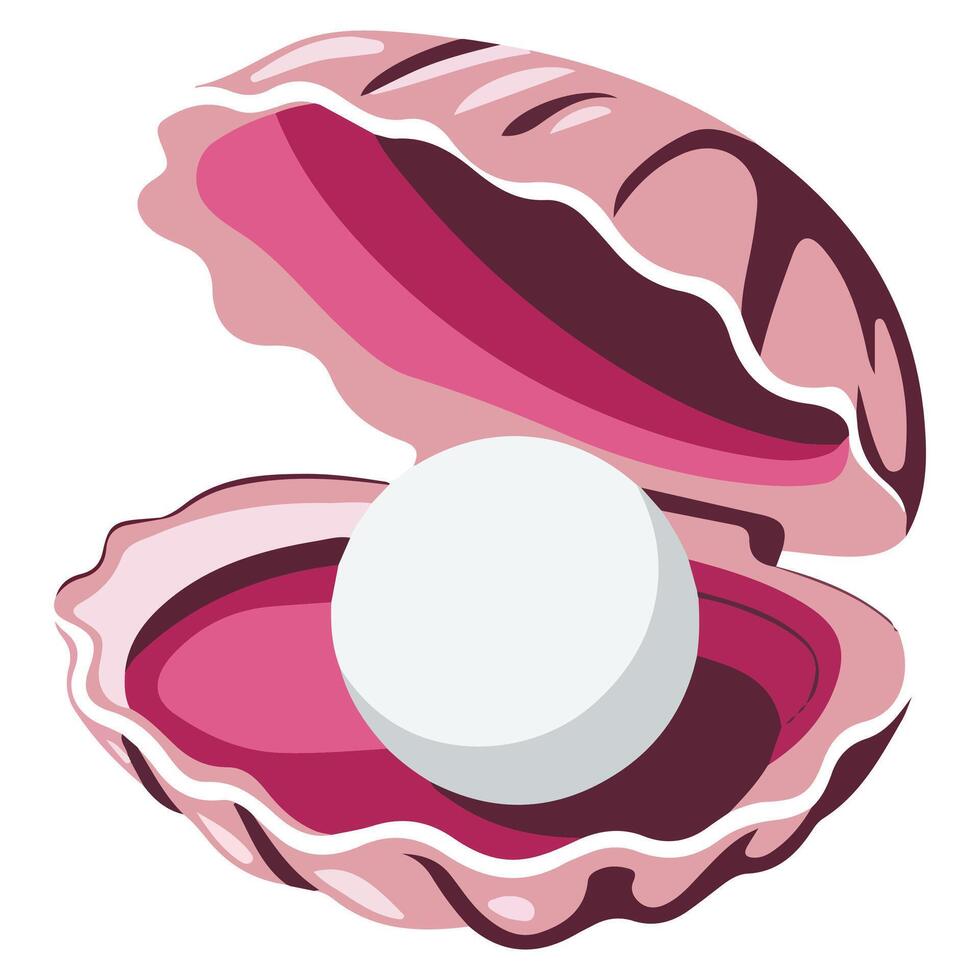 Clam shell with pearl vector
