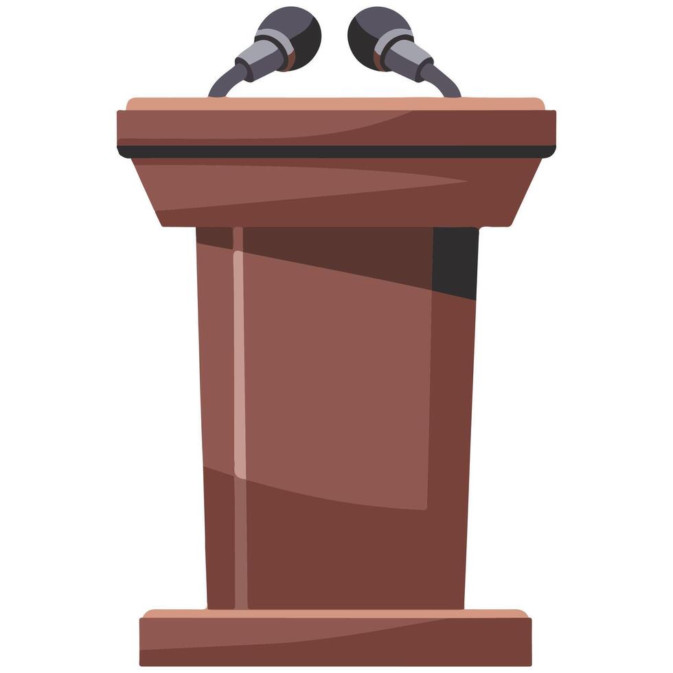 Wooden lectern on white background vector