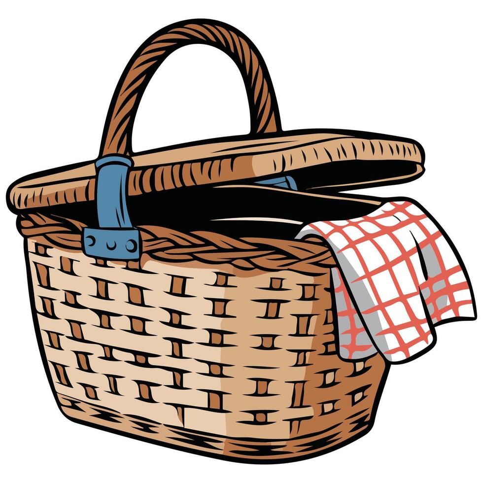 Empty picnic basket vector