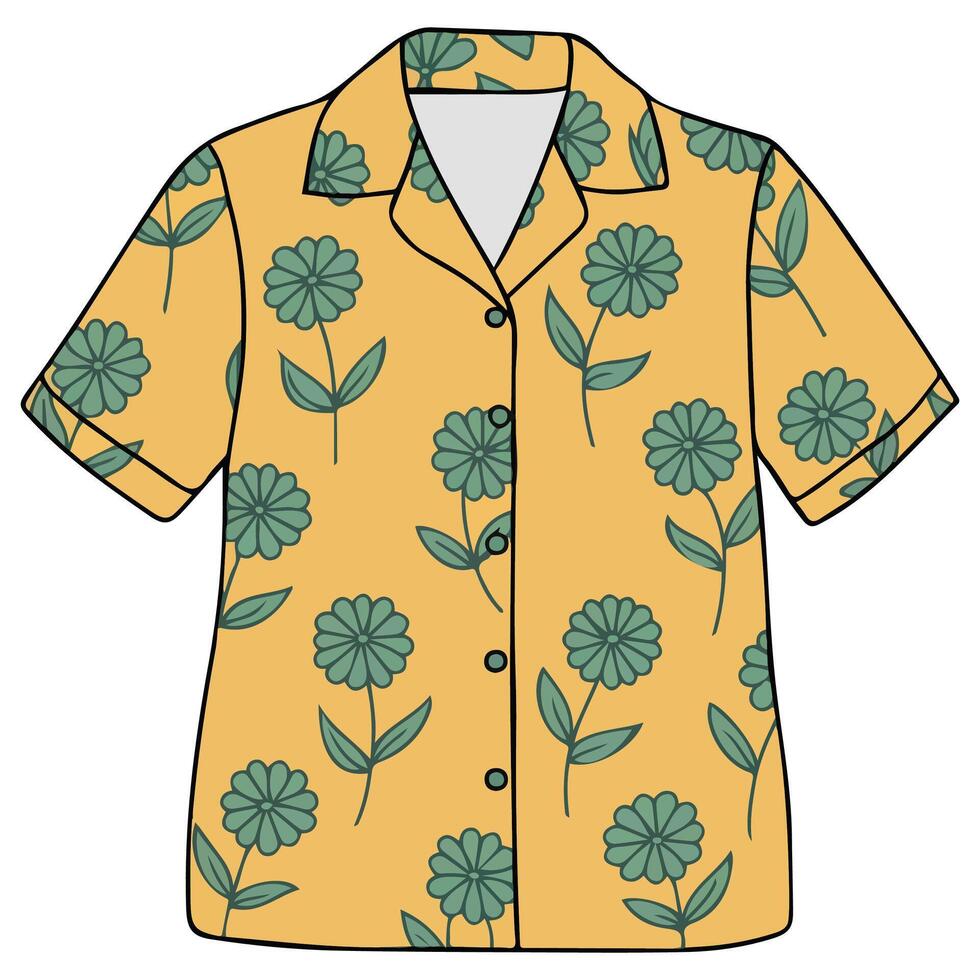 Hawaiian shirt on white background vector