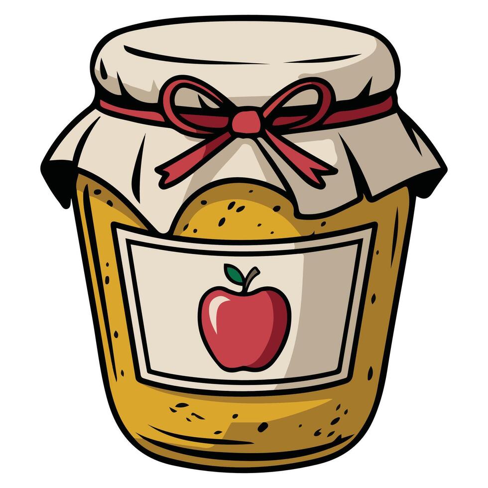 Homemade apple jam vector