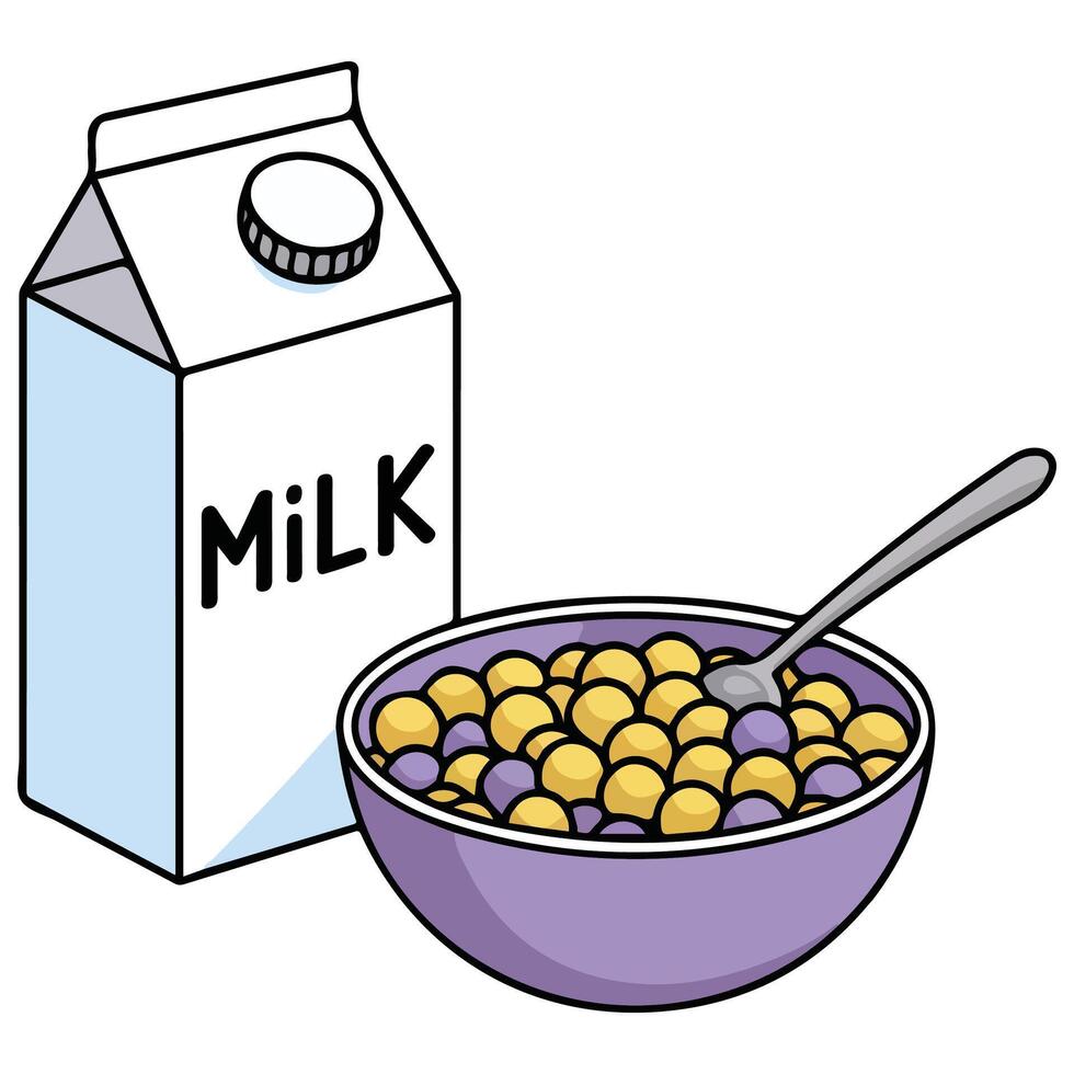 Milk and cereal dish vector