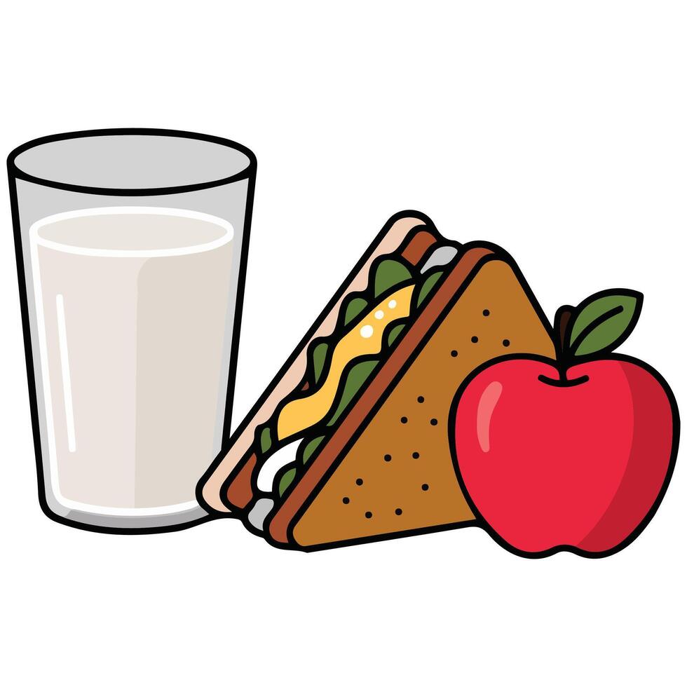 Breakfast with milk vector