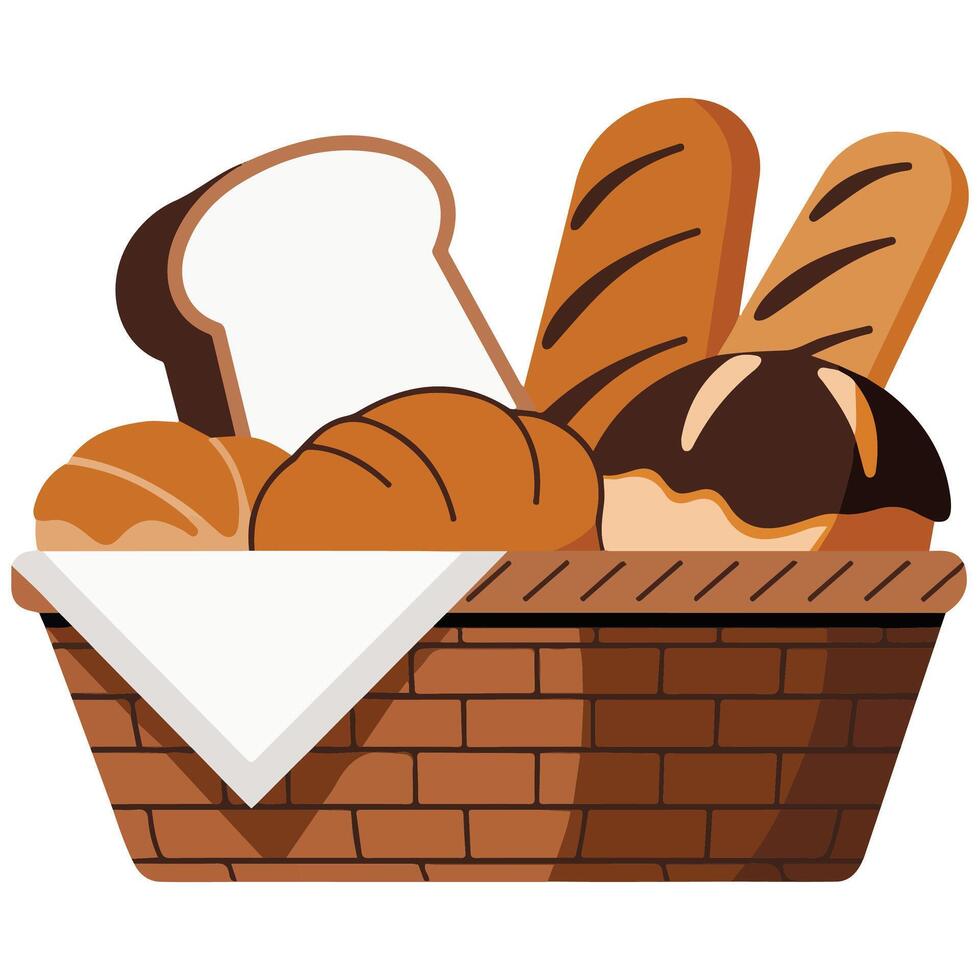 Bakery bread basket vector