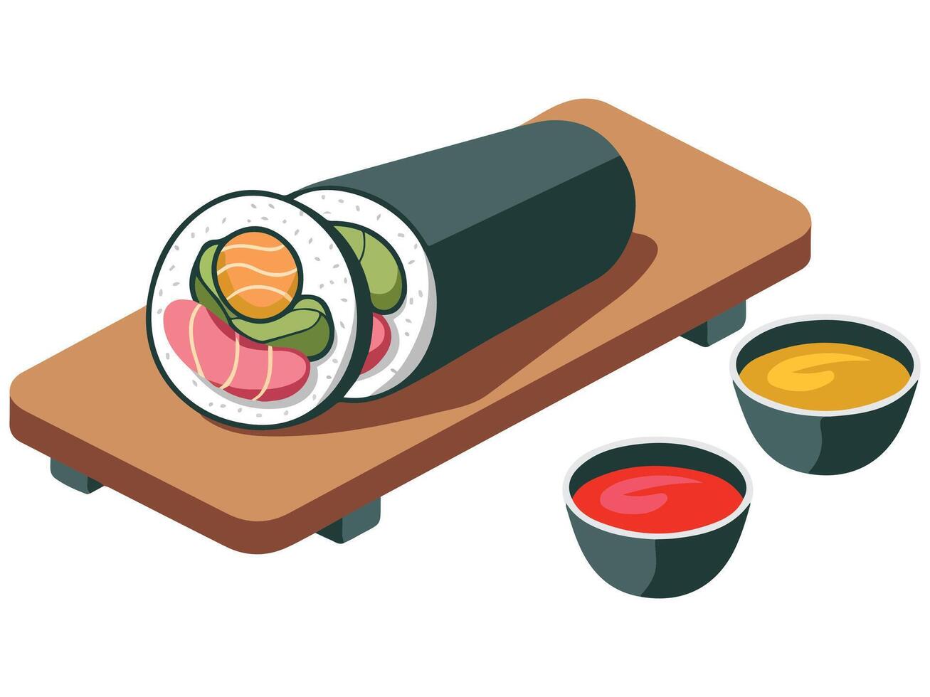 Seaweed rice rolls vector