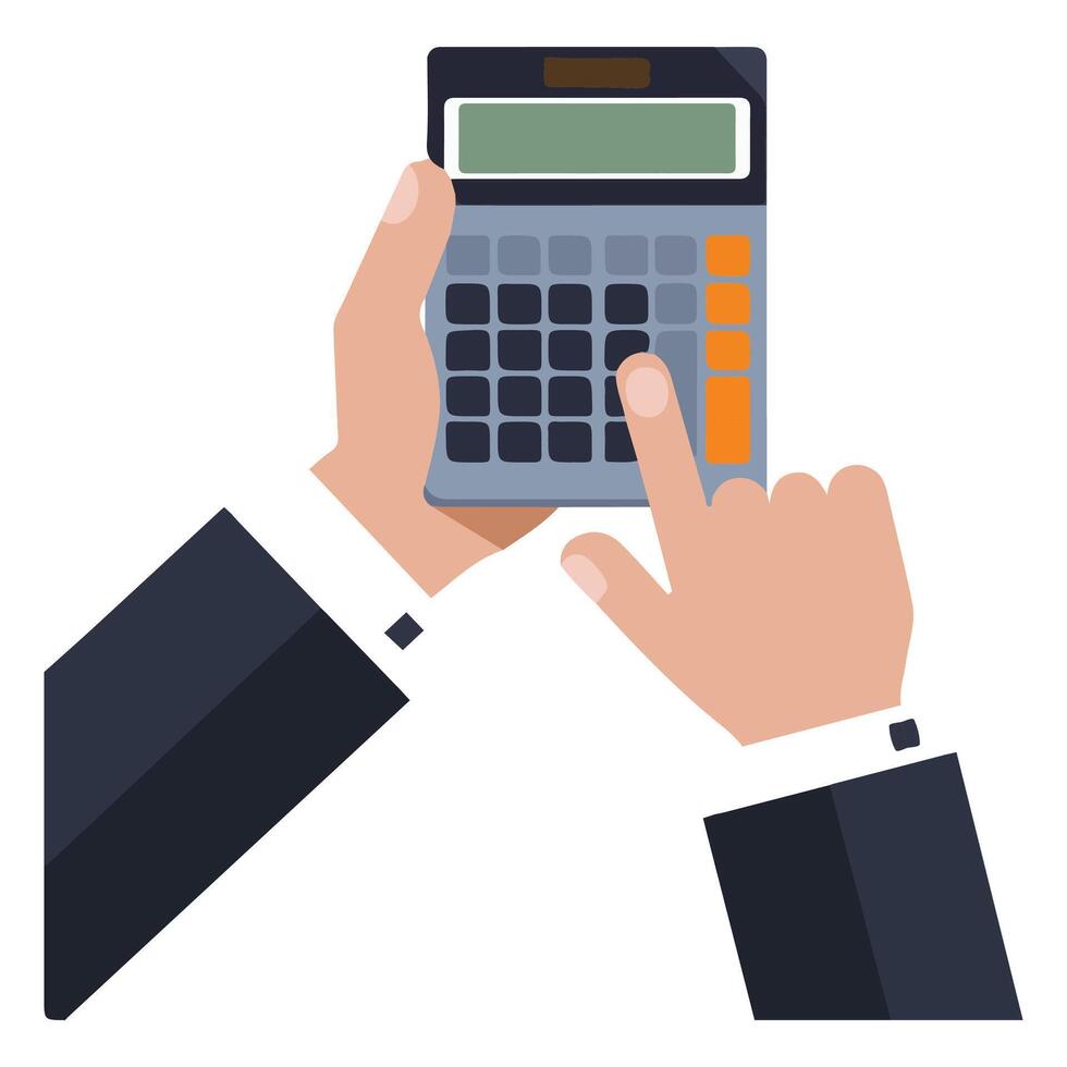 Hand using calculator vector